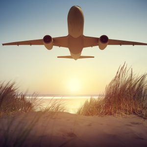 Illustration of a flying airplane